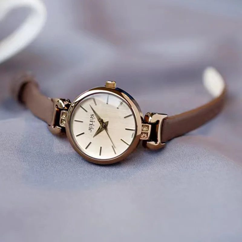 Retro Round Watch, Simple Brown Thin Strap, Student Watch, Women'S Trendy Watch, Exquisite Women'S Wristwatch, Women'S Gift.