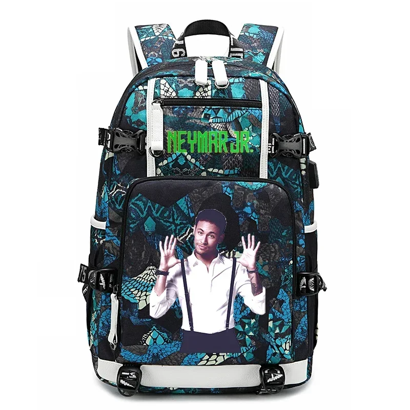 Mochila juvenil com estampa de avatar neymar, bolsa escolar casual para estudantes, grande capacidade, viagem ao ar livre