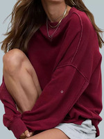 al yoga 2025 New Round Neck Pullover Casual Simple Solid Color All Match Ladies Loose Lazy Comfortable Hoodie
