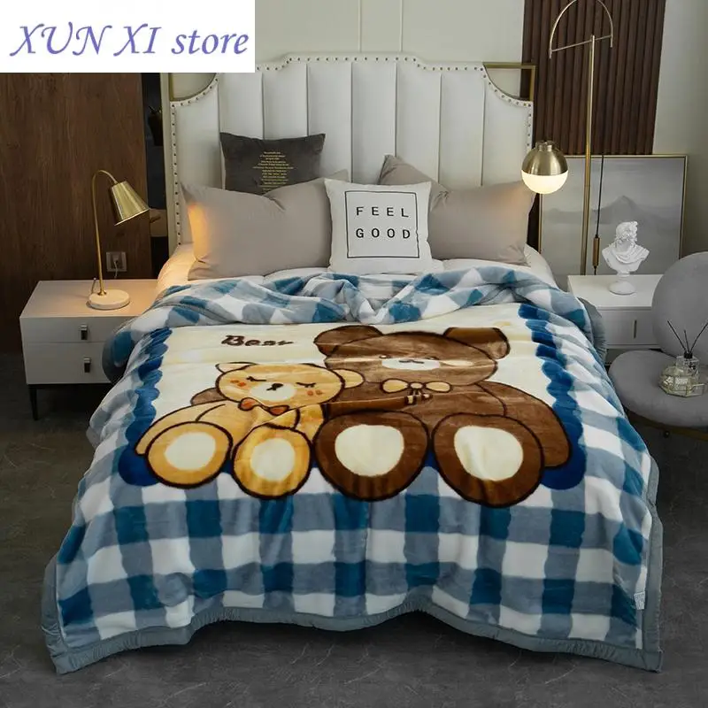 New Fleece Blanket Heavy Korean Mink Blanket 150x200cm Soft and Warm Thick Raschel Mink Blanket for Autumn,Winter,Bed,Home