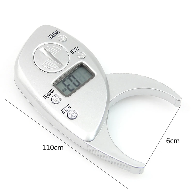 E1YE จอแสดงผลดิจิตอล LCD Body Fat Caliper เครื่องวิเคราะห์การพับผิวหนัง