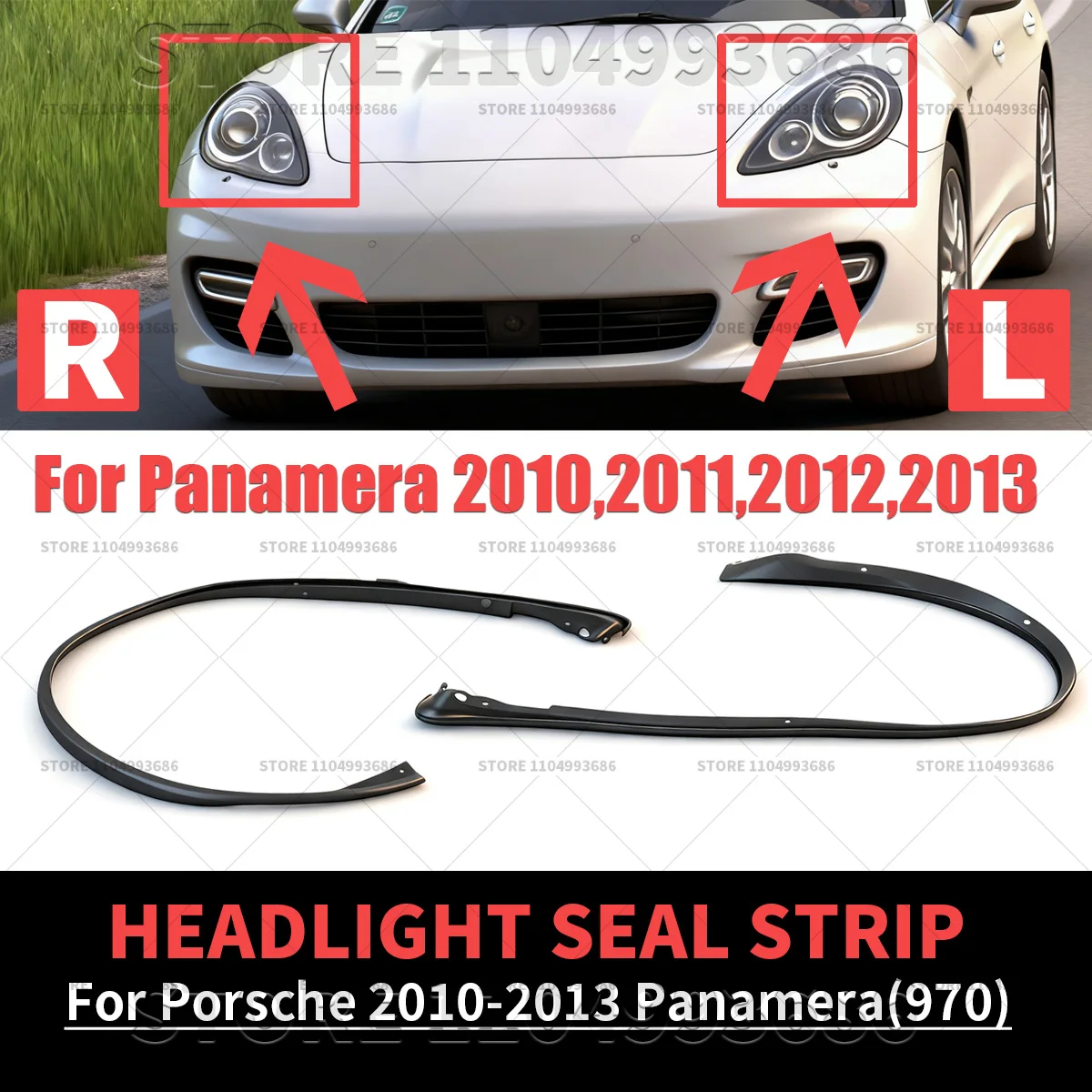 

Для Porsche 2010 2011 2012 2013 Panamera 4S Turbo S GTS (970) Автомобильная фара, резиновая уплотнительная лента, декоративная полоса для фар