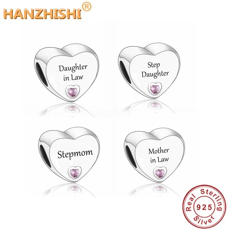 

2022 Fashion 925 Sterling Silver Stepmom Mother/Daughter In Law Charm Bead Fit Original Brand Bracelet Necklace Jewelry Gift