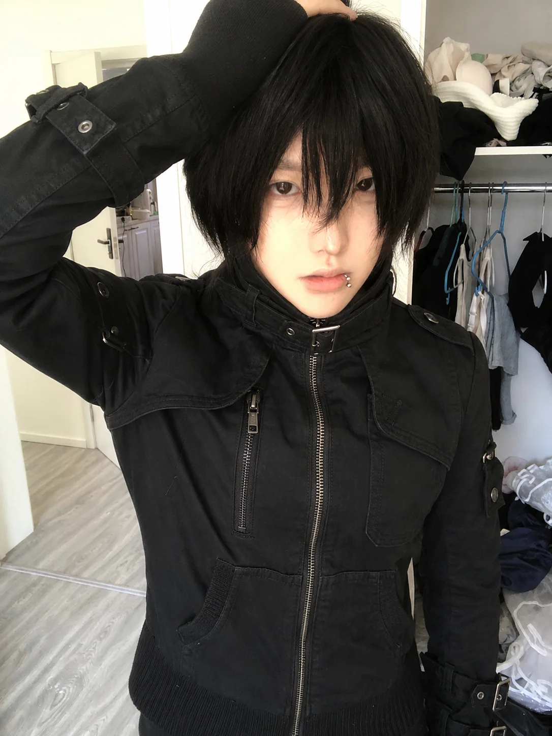 Women Grunge Y2k Black Vintage Stand Neck Overcoat Punk Hooded Zipper Safari Jacket American Retro Daily Casual Outerwear