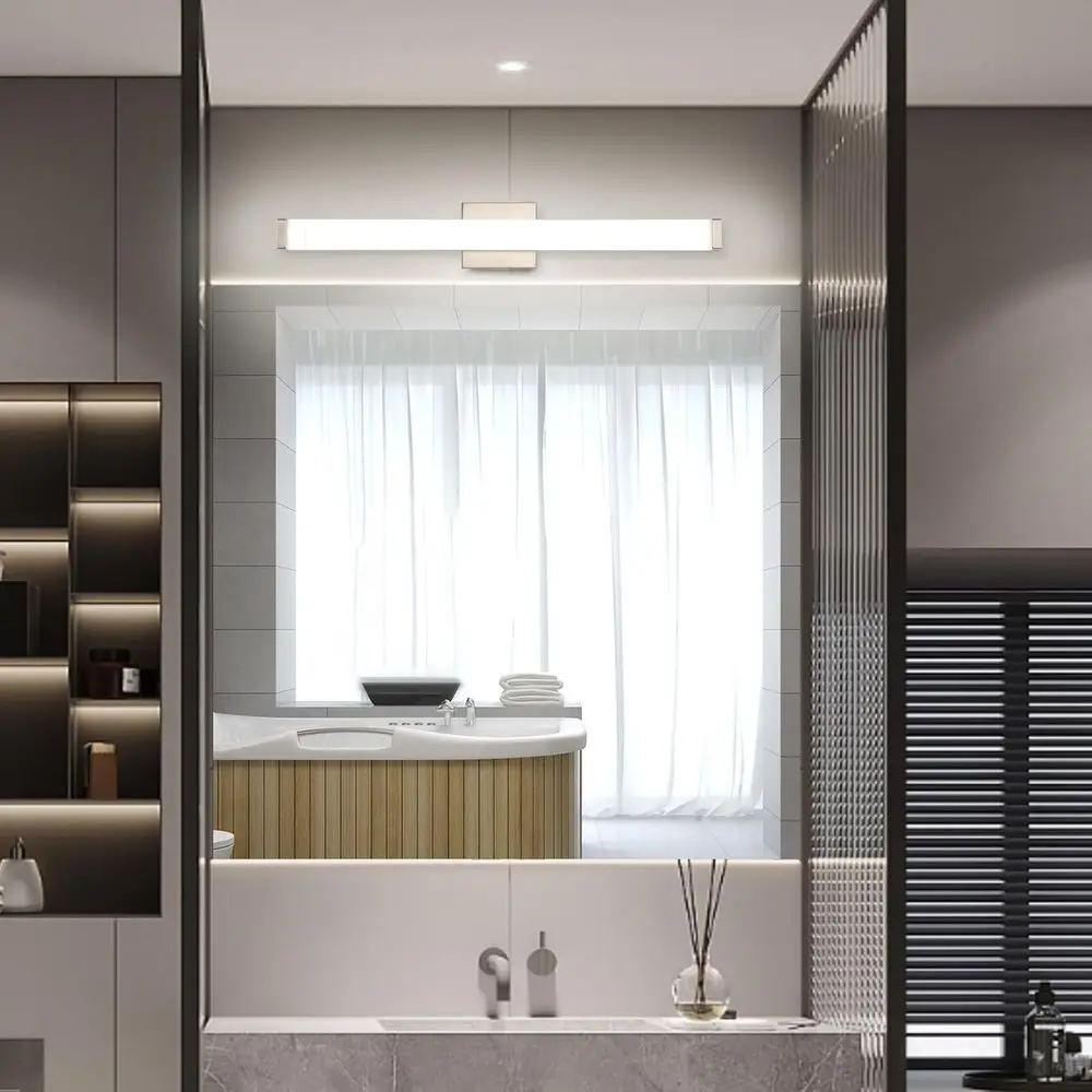 24 شريط إضاءة حائط LED من النيكل المصقول، 14 وات، 4000 ك أبيض طبيعي، للحمام فوق المرآة #6