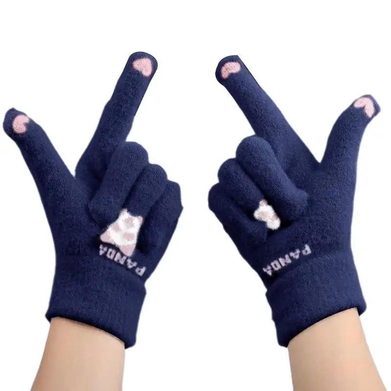 Winter Gloves Touchscreen Cycling Gloves Cartoon Touch Screen Winter Gloves Hand Warmers Knit Mittens Cute Panda Gloves