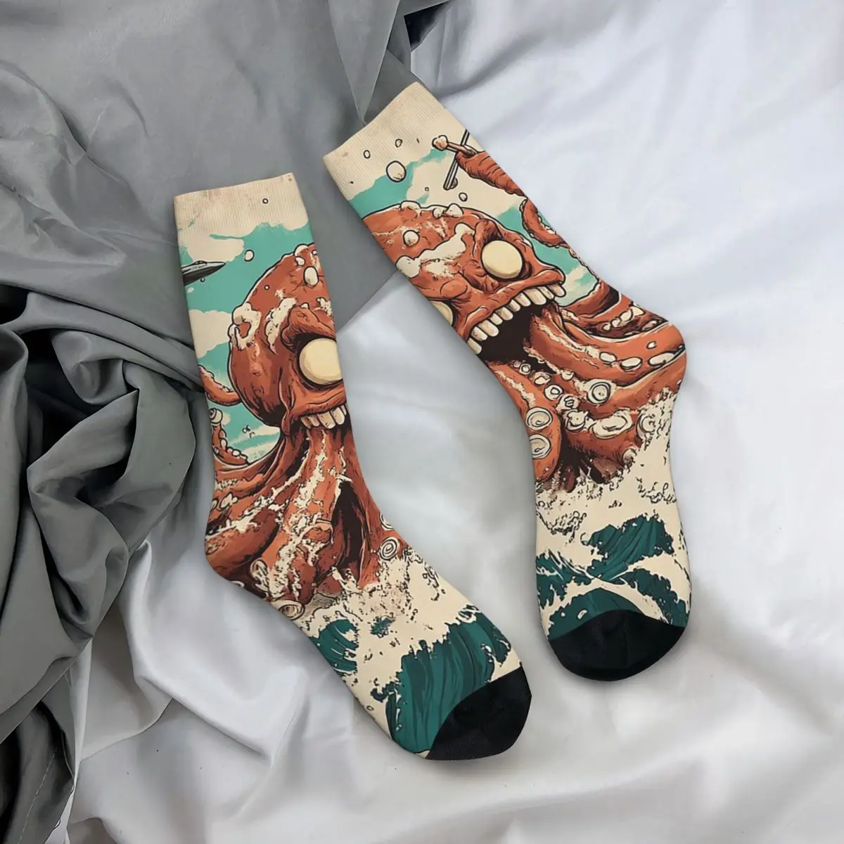 

Носки на все случаи жизни в стиле укиё-э с изображением осьминога и морских волн, длинные носки в стиле Харадзюку для мужчин и женщин, подарки на День святого Валентина