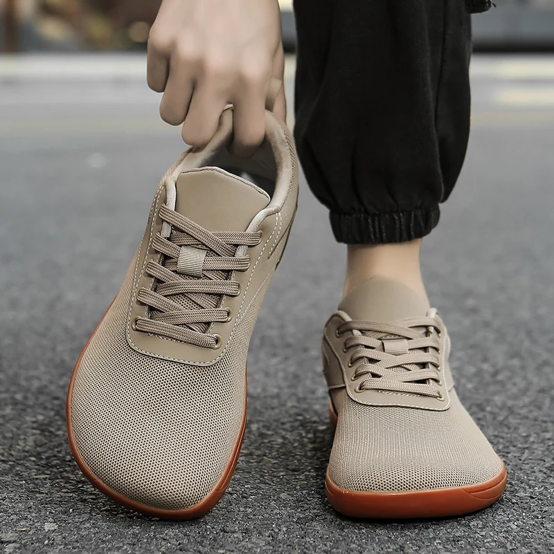 

Мужские кроссовки с широкой колодкой для босоногой ходьбы, весна-осень, дышащая сетка, широкий носок, большие размеры, для активного отдыха и повседневного спорта