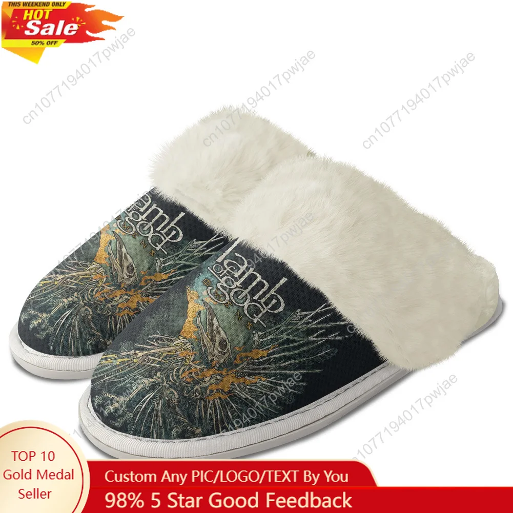 

Lamb of God Heavy Mental Band Slippers Keep Warm Shoes Men Women Retro Breathable Home Cotton Thermal Lightweight Slipper