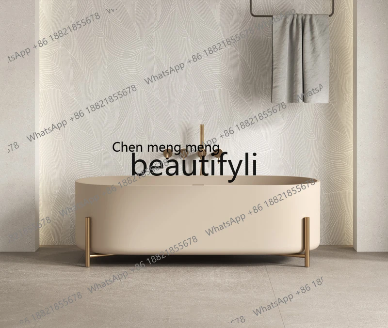 Artificial stone integrated embedded oval B & B hotel large apartment double Qimei stone large bathtub