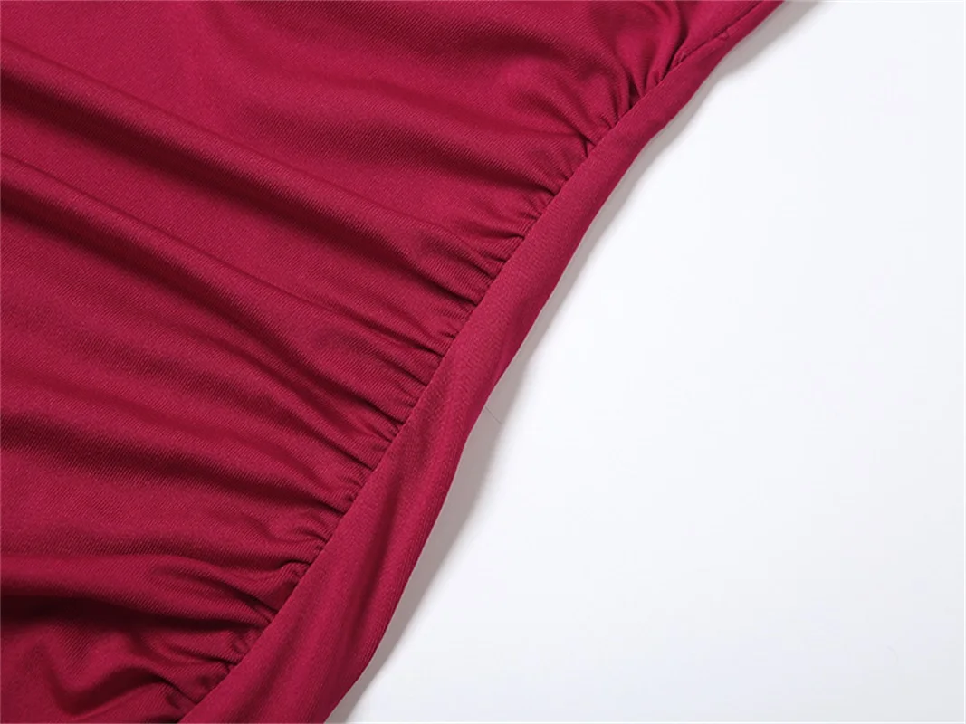 Halter Pleated Bead Women's Evening Dress Backless Sleeveless Bandage Gown Elegant Red Sheath Party Skirt New Arrival In Stock