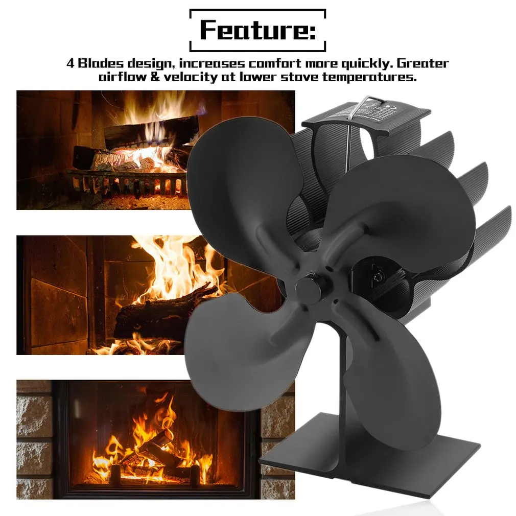 

Thermal Power Fireplace Heater Five Blades Fireplace Heating Fan Efficient Air Heater Low Noise Fan Powered By Heat Distribution