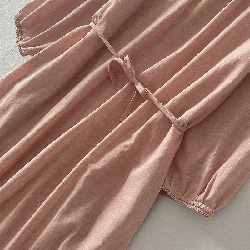 여성 코튼 린넨 라미 드레스 2025 봄 여름 새로운 느슨한 롱 드레스 캐주얼 streetwear Boho