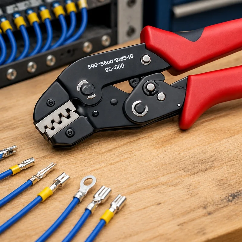 Versatile Ratchet Crimping Tool Set for Open Barrel Terminals Including Dupont, Molex, JST, TE & SATA Pins