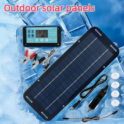Imagen 2 del producto Kit de Panel Solar de 12V, cargador de mantillo Solar impermeable IP65, Kit de cargador portátil con energía Solar, cargador de batería de coche de alta eficiencia
