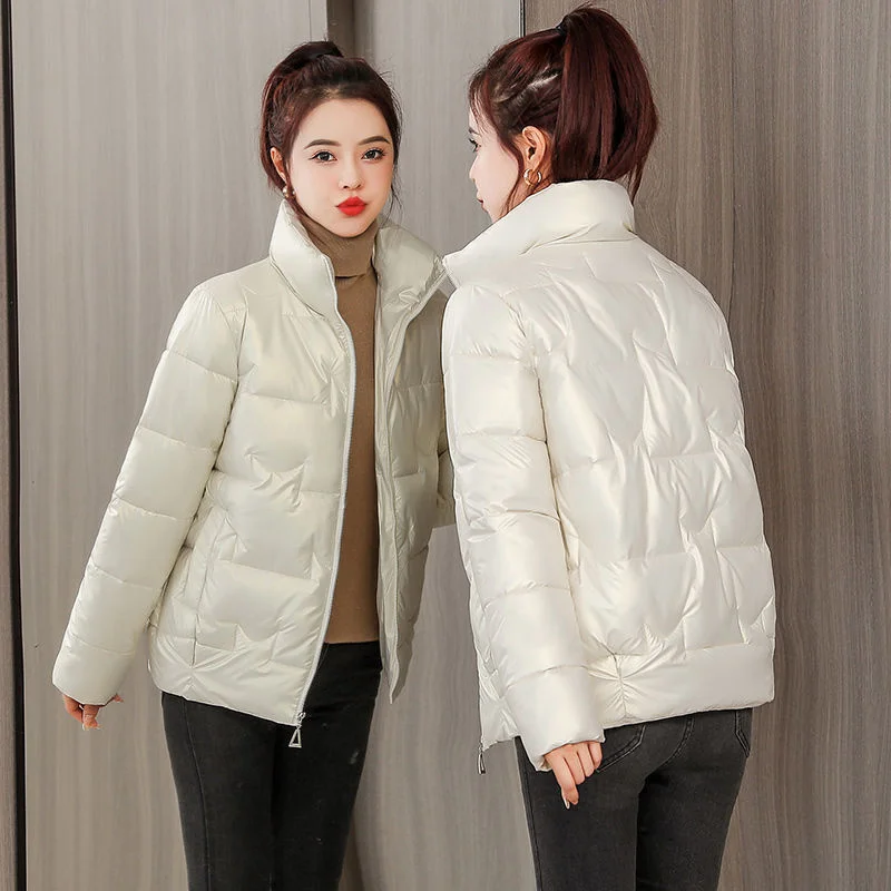 Winter Fashion Glossy Women\'s Jacket New Cotton Padded Loose Short Thick Warm Casual Parka Women\'s Coat Winter Clothes Women