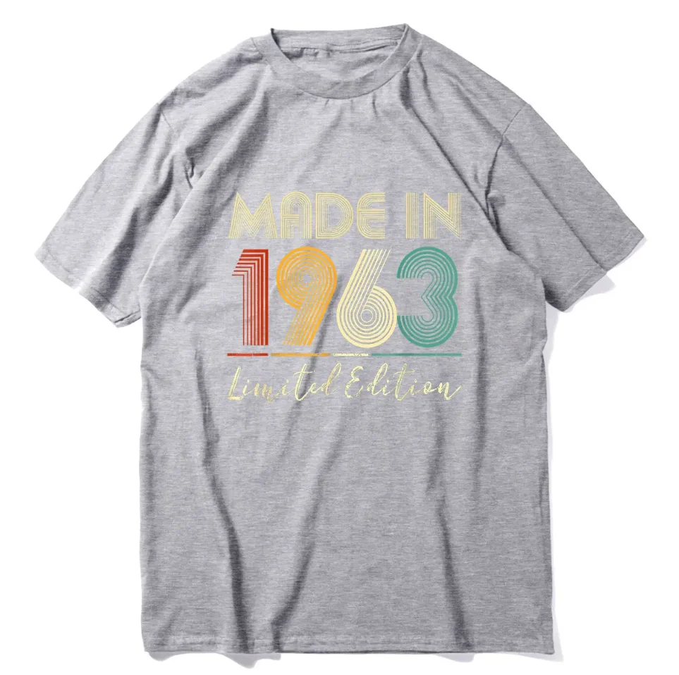 Unisex 100% Cotton Made In 1963 Limited Edition 60 Years Old 60th Birthday Men Clothing T-Shirt Casual Streetwear Vintage Tee