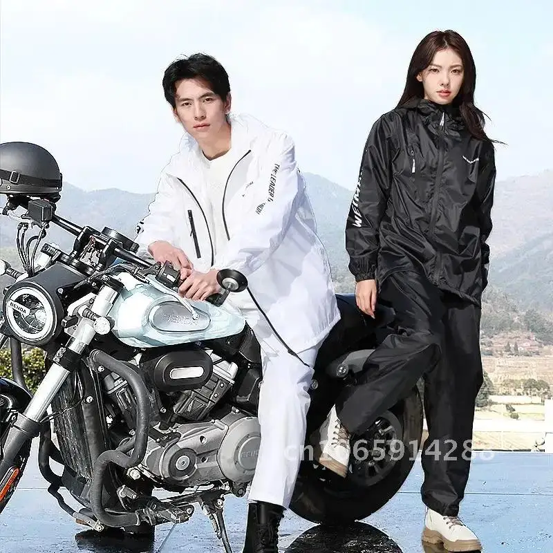 Summer Thin Raincoat Set Men and Wear Waterproof Rain Coat Pant Split Rain Travel Suit Cycling Hiking Women Outdoor Motorcycle