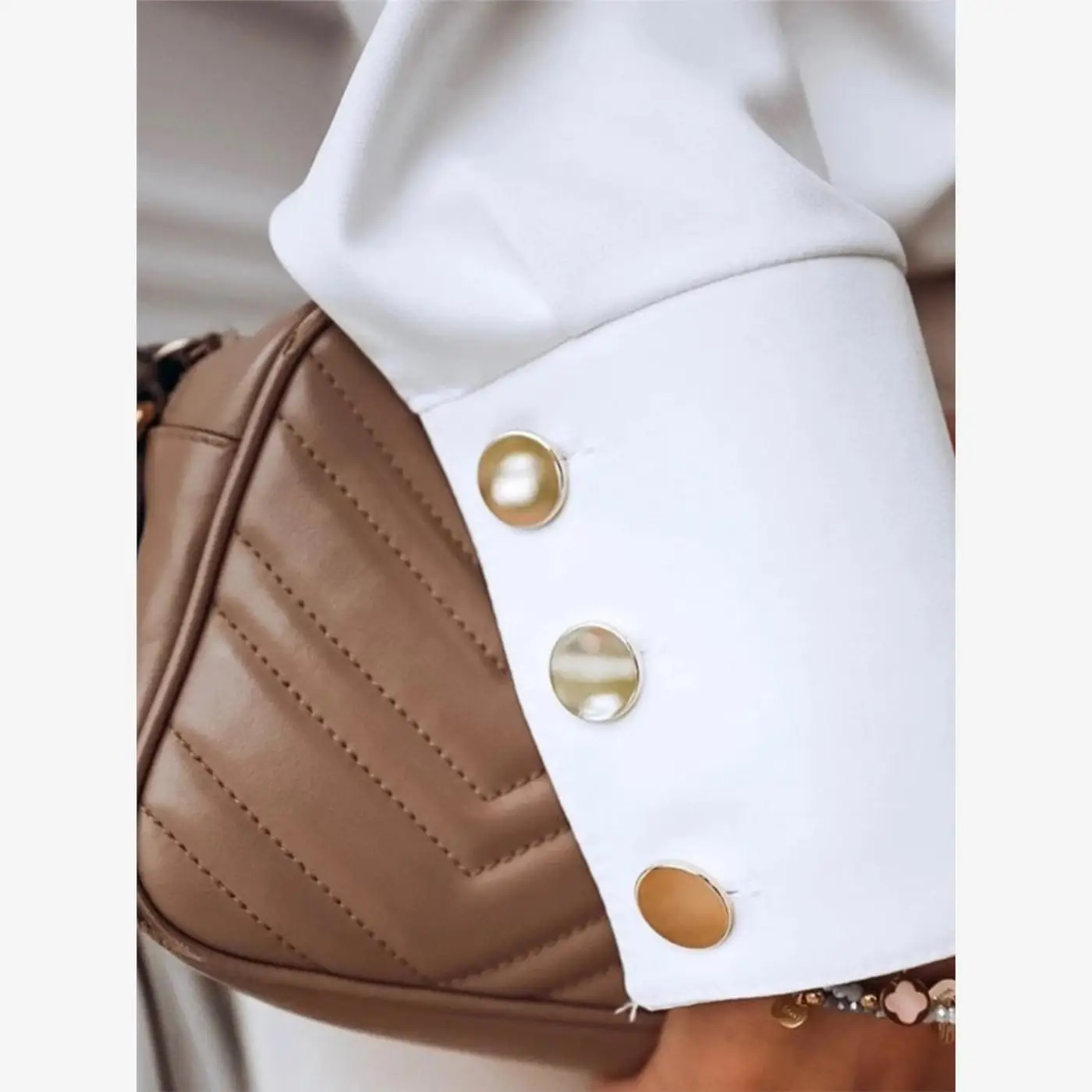 Street Sle Long Sve Camicetta irt da donna taglie forti Vestibilità regolare Bottoni Colore puro Colletto rialzato Primavera Faion Donna...