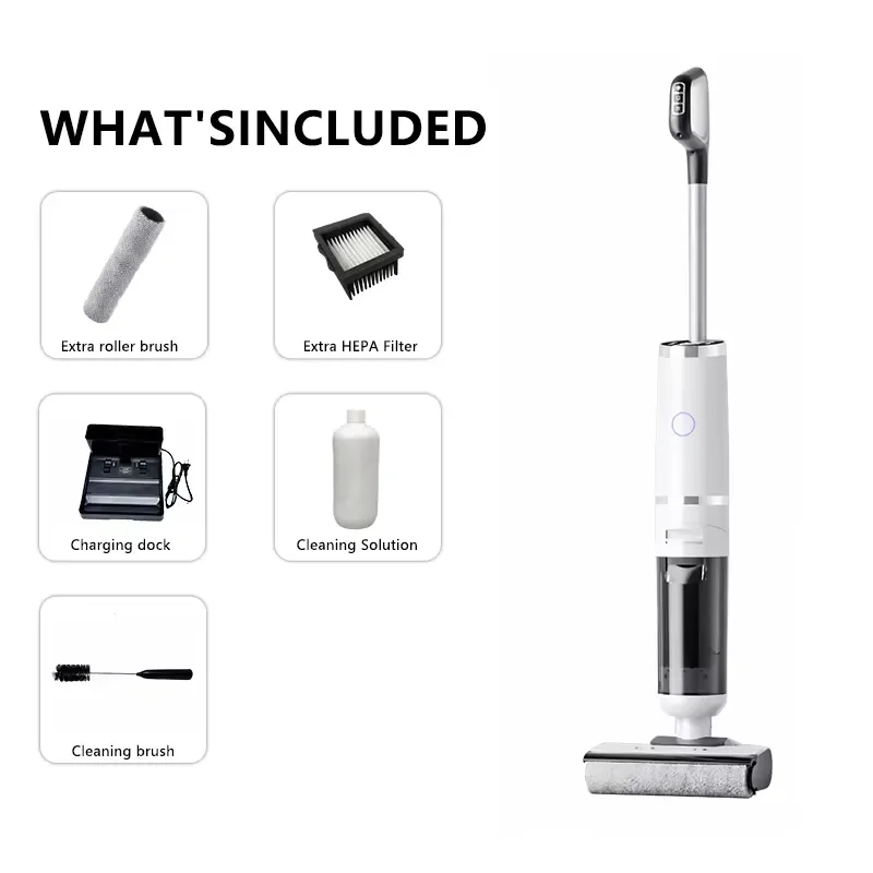 2 in 1 Wireless Wet Dry Vacuum Cleaner Handheld Flat Mop Self Cleaning Smart Household Floor Washer Automatic Sweeping