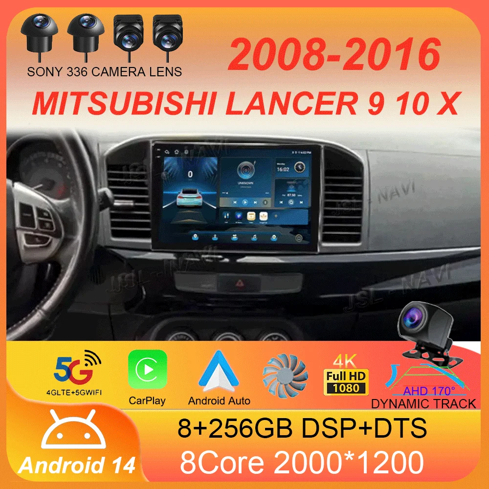 

9-дюймовый Android 14 для MITSUBISHI LANCER 10 X 2008 2009 2010 2011-2016 автомобильный радиоприемник стерео аудио GPS плеер Carplay автоэкран