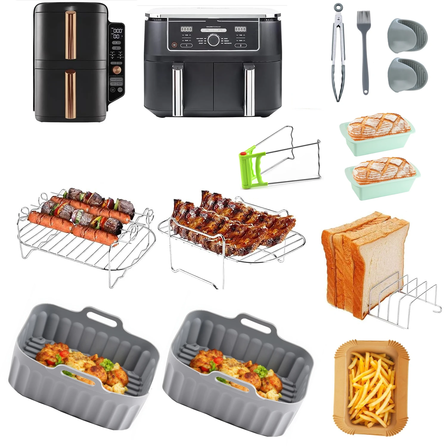 Juego de accesorios para freidora de aire Ninja Foodi Max, freidora de aire de doble zona AF400EU/AF300EU/AF451EU con molde para freidora de aire de silicona para hornear