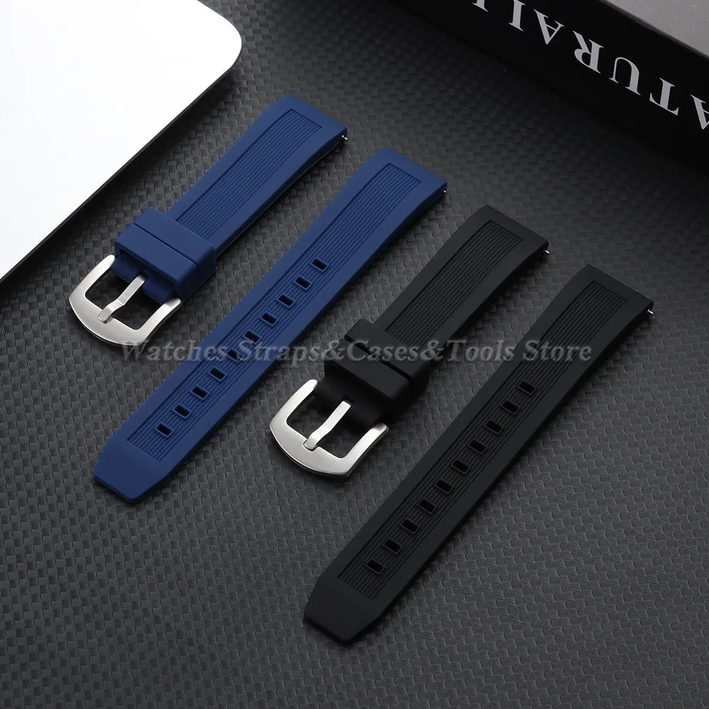 20mm 22mm Soft Silicone Watch Strap for Citizen for Rolex for Seiko Quick Release Rubber Men's Sport Waterproof Replace Bracelet