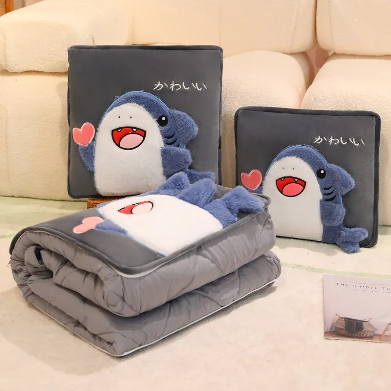 Warm Multifunctional Pillow Blanket 2 in 1 Foldable Cushion Cover for Office Nap Car Ride Home Relax Scenes
