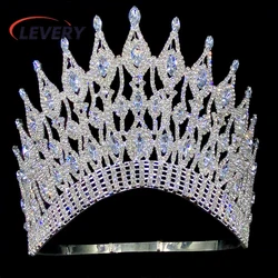 Levery Luxury Hair Accessories Beauty Women Tiras And Crowns Large Tall Rhinestone Party Crown