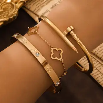 3件組法國幸運四葉草女士手鍊套裝,高品質不銹鋼材質,INS熱銷手鍊飾品,時尚精美,饋贈佳品。 10 最佳銷售 卡地亞耳環 - №6