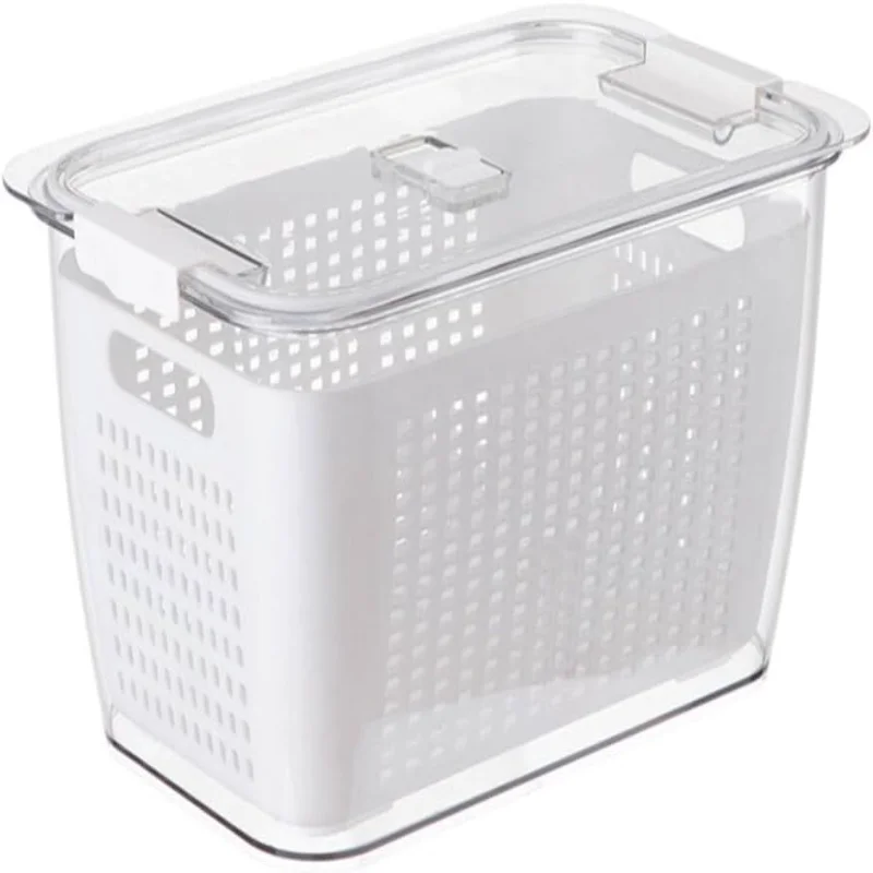 

Food Storage Containers with Lids Double Layer Crisper Produce Saver Fridge Storage Containers Draining Preservation Box Plastic