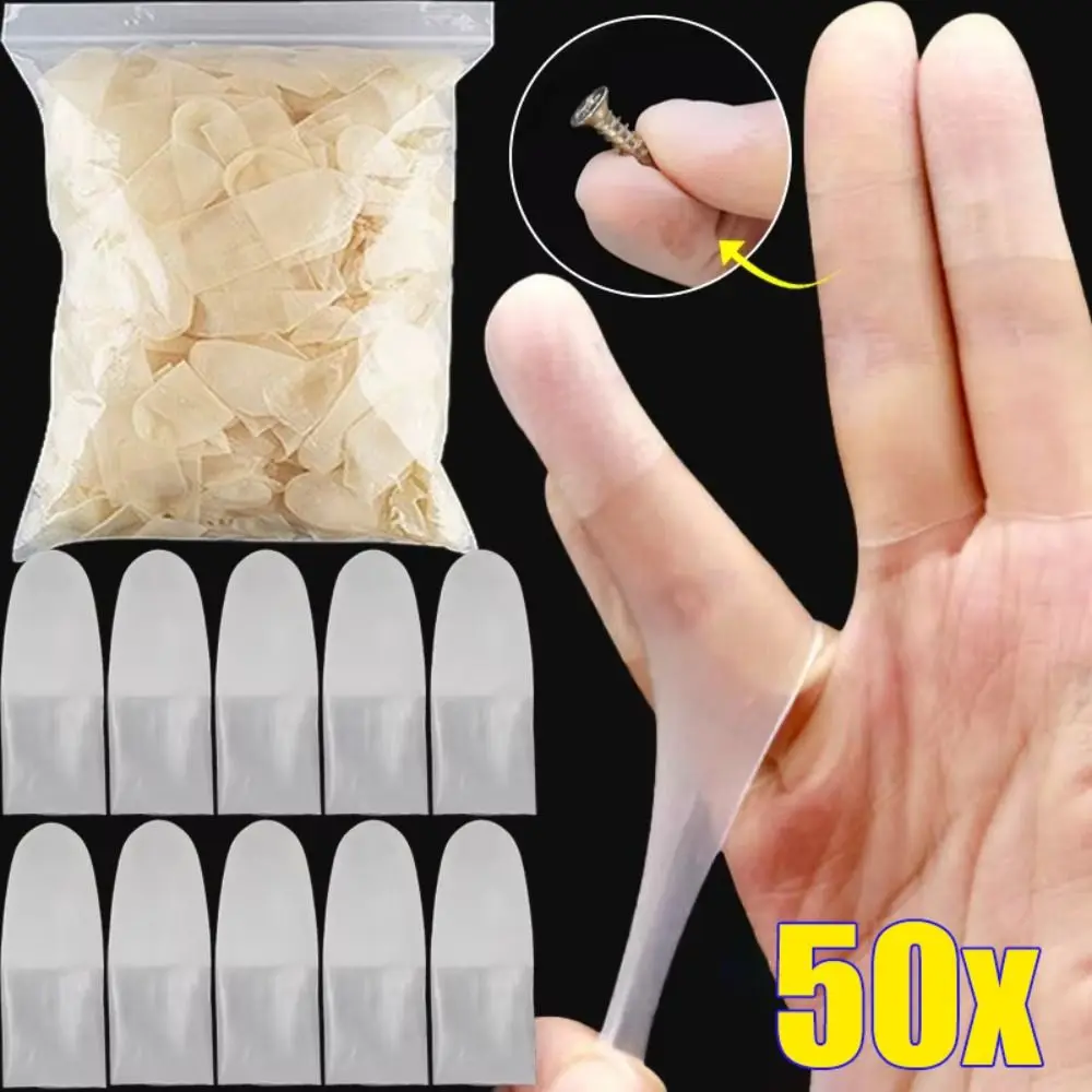 50Pcs New Disposable Finger Sleeve Ultra Thin Non-slip Latex Gloves Frosted Finger Protection Sleeve Outdoor Work