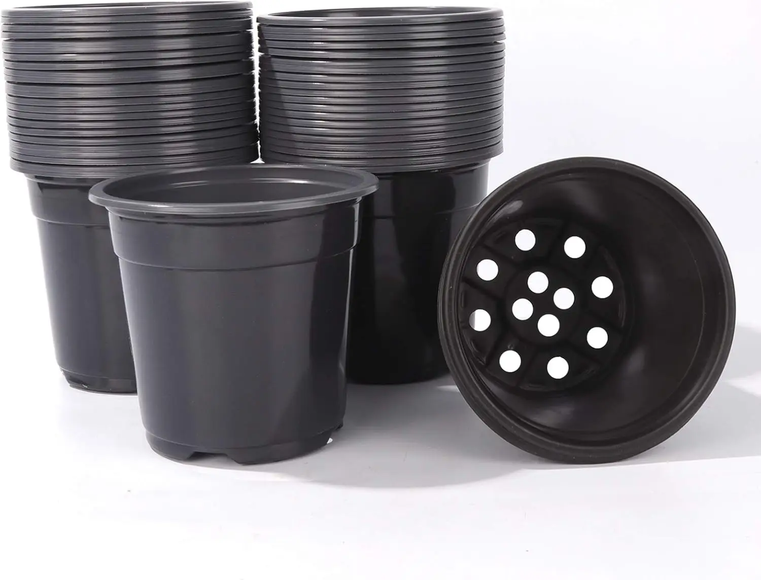 

Plastic Black Plant Nursery Pots 6" 100 pcs 0.5 Gallon for Flower Plant Container Seed Starting Seedlings Reusable Trans
