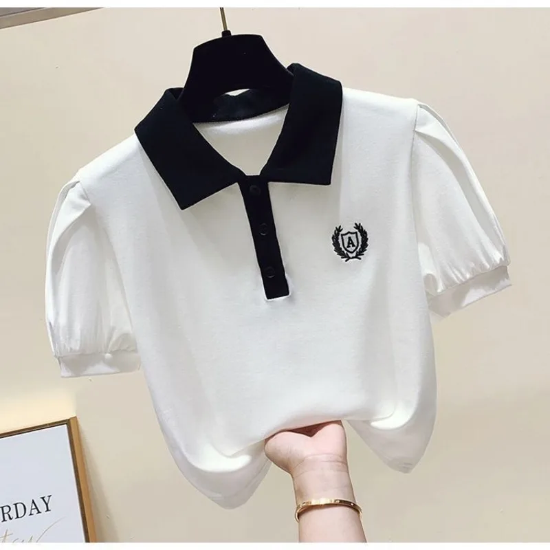 Polo Shirt For Girl Lapel Short sleeve T-shirt Girl Summer Clothing Students Loose Cotton Top Clothes Children Shirts