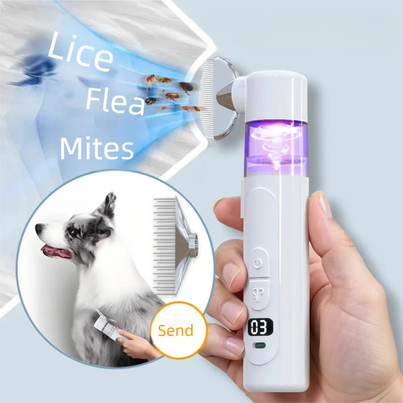 2-in-1 electric pet lice remover cat and dog hair comb flea catcher external insect repellent pet cleaning supplies