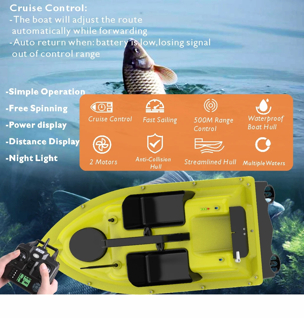 EU Stock D18 16 Positions Gps Autopilot Remote Controlled RC Fishing Bait Boat 500m