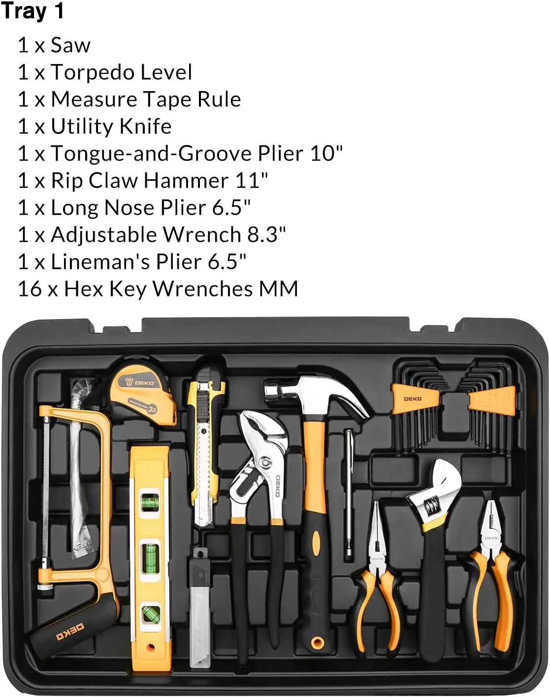 DEKOPRO 258 Piece Tool Kit with Rolling Tool Box Socket Wrench Hand Tool Set Mechanic Case Trolley Portable