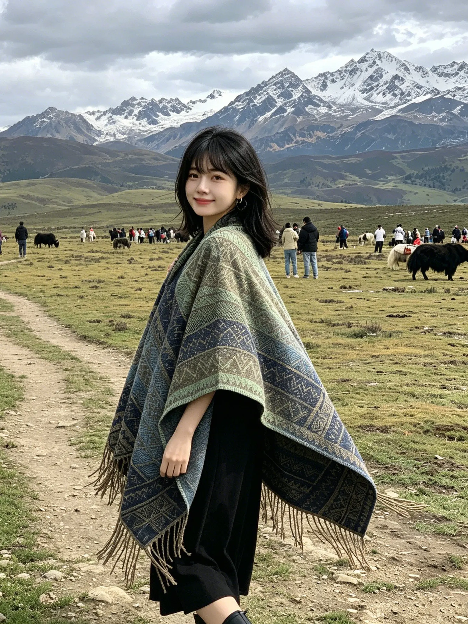 Women Poncho Winter Warm Shawl Double Sided Designer Thick Striped Blanket Luxury Scarf Female Cloak Cashmere Pashmina Cape D792