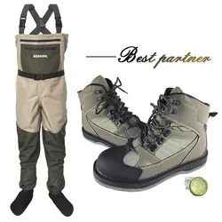 JEERKOOL Fly Fishing Waders Shoes Waders Fishing Wading Shoes & Pants Fishing Boots Aqua Set Rock Sports Waders Felt Sole Hunt