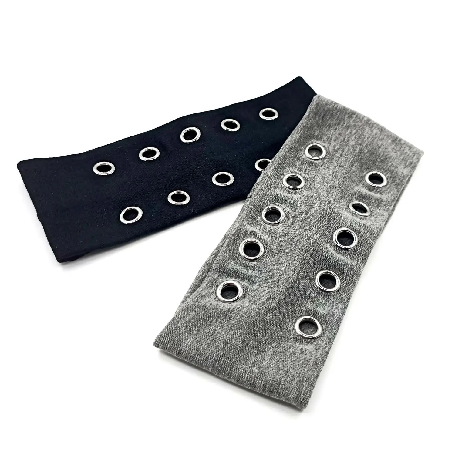 

Punk Hollow Elastic Headband Anti Slip Metal Eyelets Fashion Breathable Fabric Rock Sport Hair Accessory