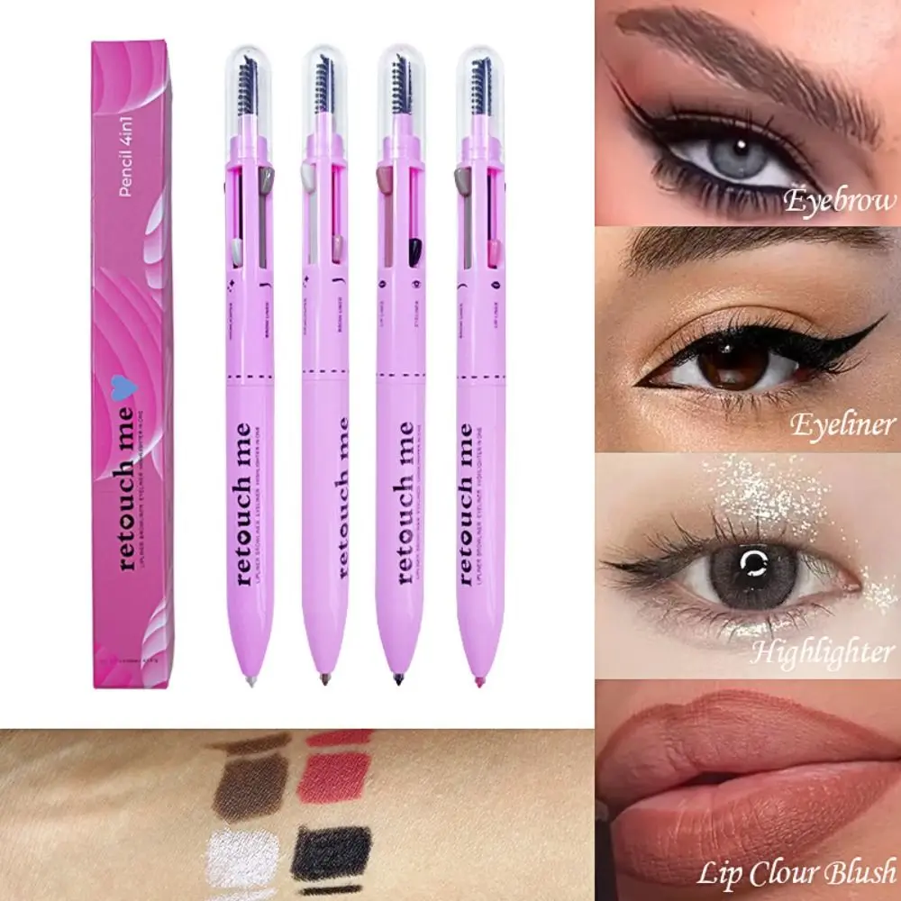 Heiß mit Bürstenkopf, 4-in-1-Make-up-Stift, langlebig, Wa-Textmarker, Augenbrauenstift, Damen und Mädchen
