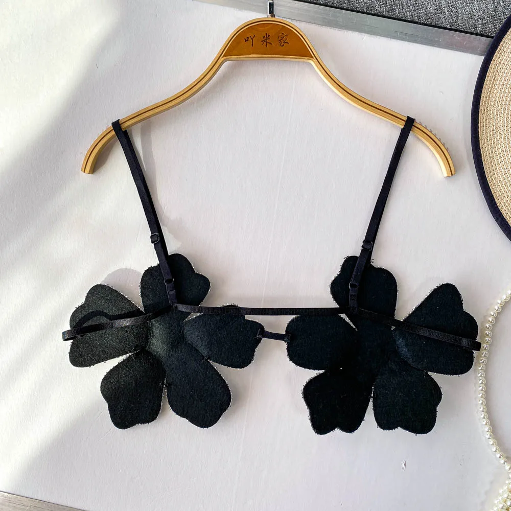 Y2k clothes Flower Shaped Crystal Craft Super Short Top Sexy Girl Bustier vest Birthday Party Body Chain Bra summer Tank top