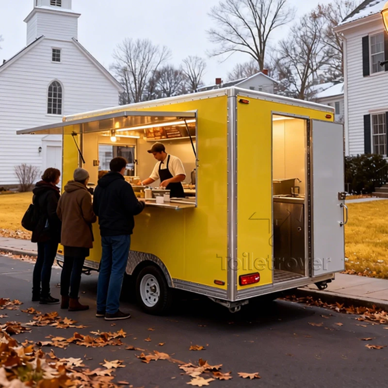 

Colorful Commercial Food Truck Sweet Snack Curved Mobile Food Trailer Outdoor Mobile Food Truck Trailer with Concession Window