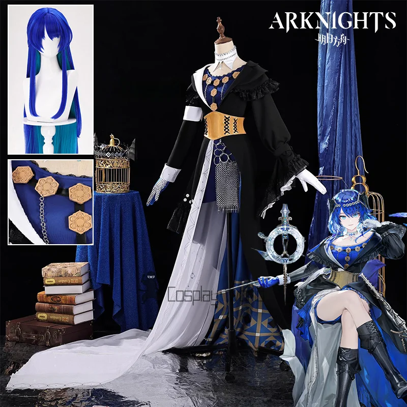 

Arknights Mostima Cosplay Costume Wig Coat Dress Headwear Gloves Choker Props Full Set Women Girls Ambience Synesthesia Carnival