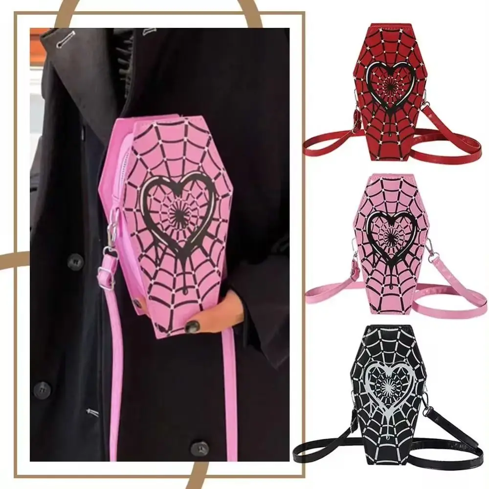 Women Fashion Shoulder Bag Large Capacity Coffin Shaped Casual Satchel Bag Adjustable Strap Spider Web Halloween Gift view 5