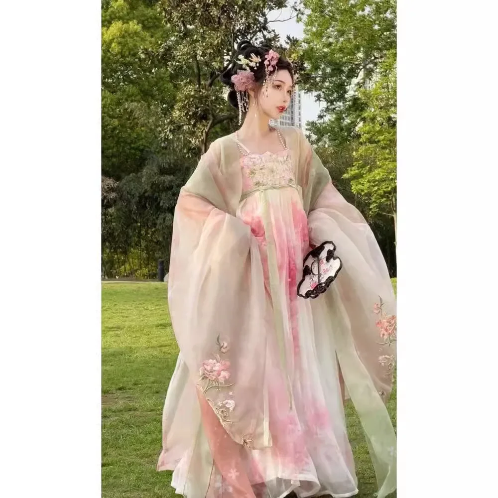 Zijin Hanfu Twelve Flower Gods Peony National Color New Product, Xoxi Skirt, Large Sleeve Shirt, Tang Dynasty