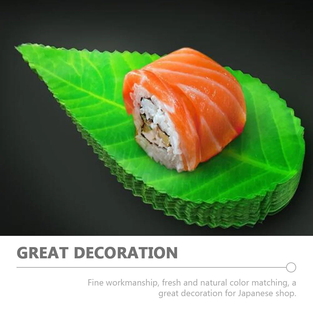 200 Pcs Sushi Photography Props Decorative Leaf Bedding Sashimi Plate Decors Japanese Food Mat Pp Hotel Decoration