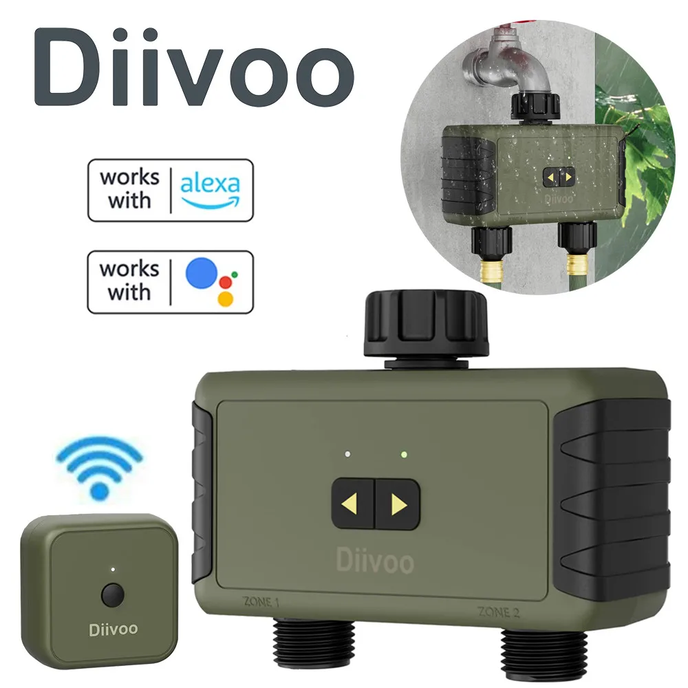 

Diivoo WiFi Garden Water Timer Multi Zone with Wifi Hub Smart Irrigation Controller Water Valve Garden Automatic Watering System