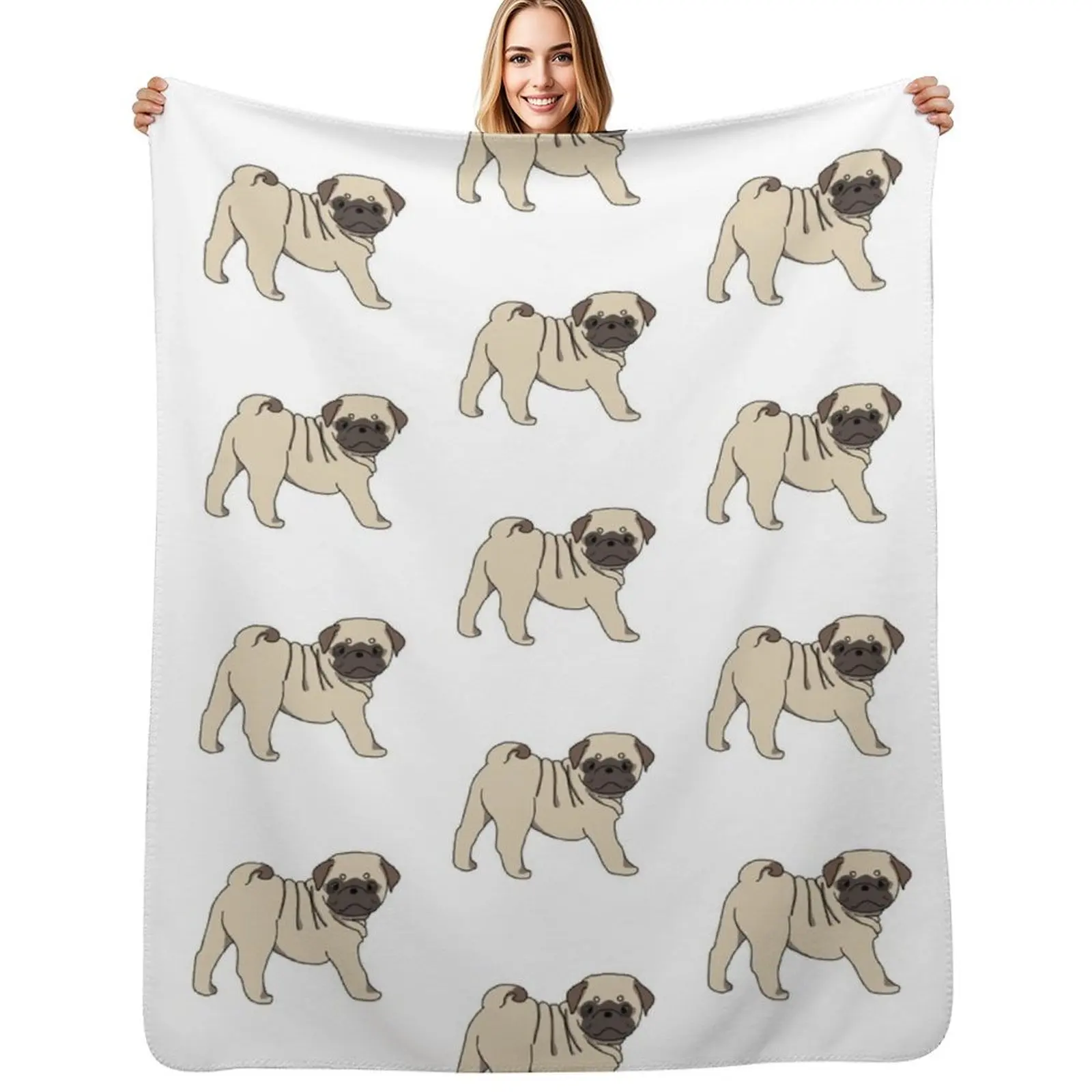 

Adorable Pug Throw Blanket Bed covers Extra Large Throw Thin Furry Blankets