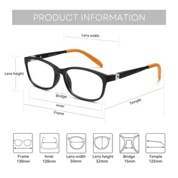 ZENOTTIC Barnglasögon Anti-blått ljus TR90 Silikon Flexibla Skyddande Optiska Bågar Glasögon för Pojke Flickor 10 best sales Kids glasses frame - №5